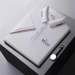 Summer high-quality men's printed polo shirt new high-end business casual quick drying and breathable polo collar short sleeved