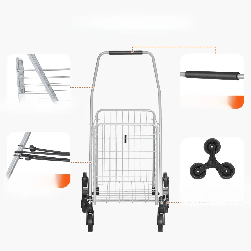 

Складная тележка для покупок на 88 фунтов, легкая, для подъема по лестнице, с колесами, для улицы, путешествий, пикников