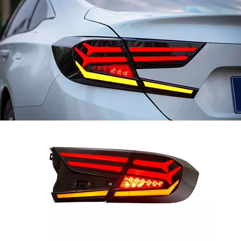 

Задние фары для Honda Accord 2018 Fish Bone LED DRL, автомобисветильник фары в сборе, сигнал, модифицированные автомобильные аксессуары