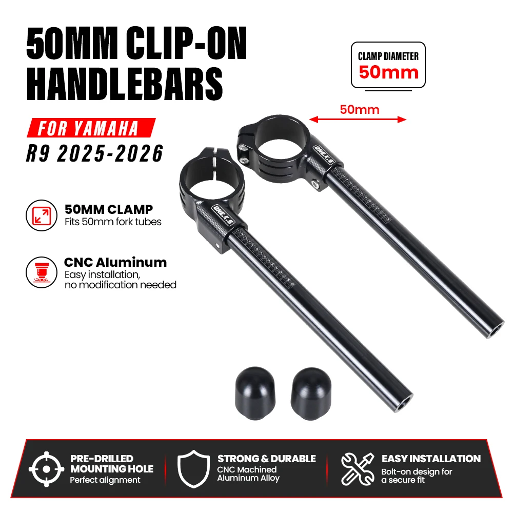 Motorcycle Handlebar Adjustable Racing Separate Handlebar Clip-Ons Fork Handle Bars Clip ons For YAMAHA YZF-R9 2025-2026