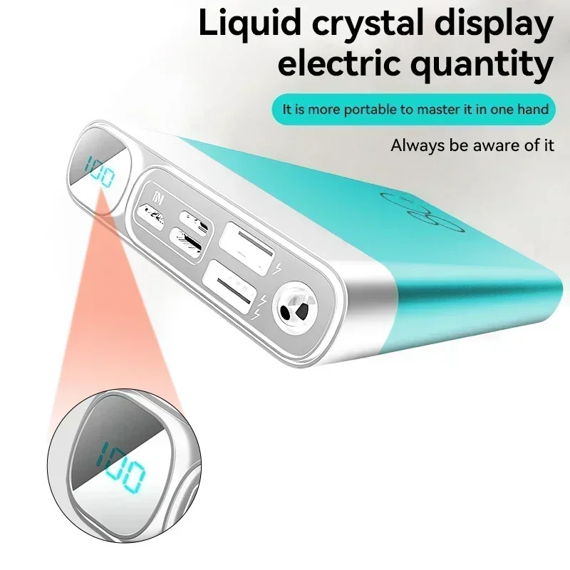 30000mAh Portable Power Bank with LED Light HD Digital Display Charger Travel Fast Charging PowerBank for Samsung IPhone