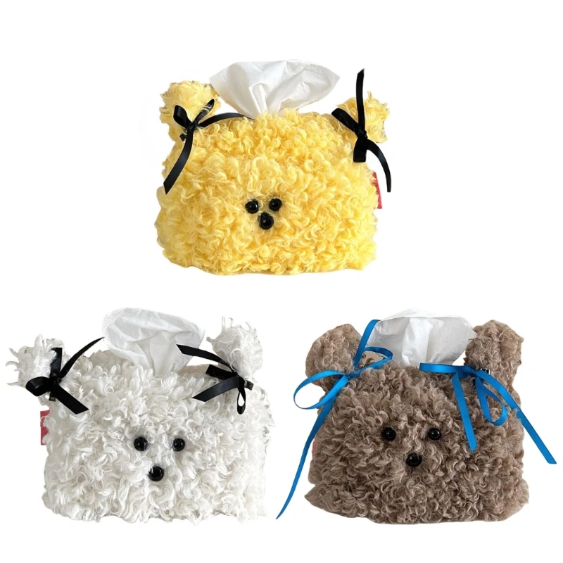 Plush Doggy Tissue Box Organizers Elegant Tissue Container Portable Paper Holder