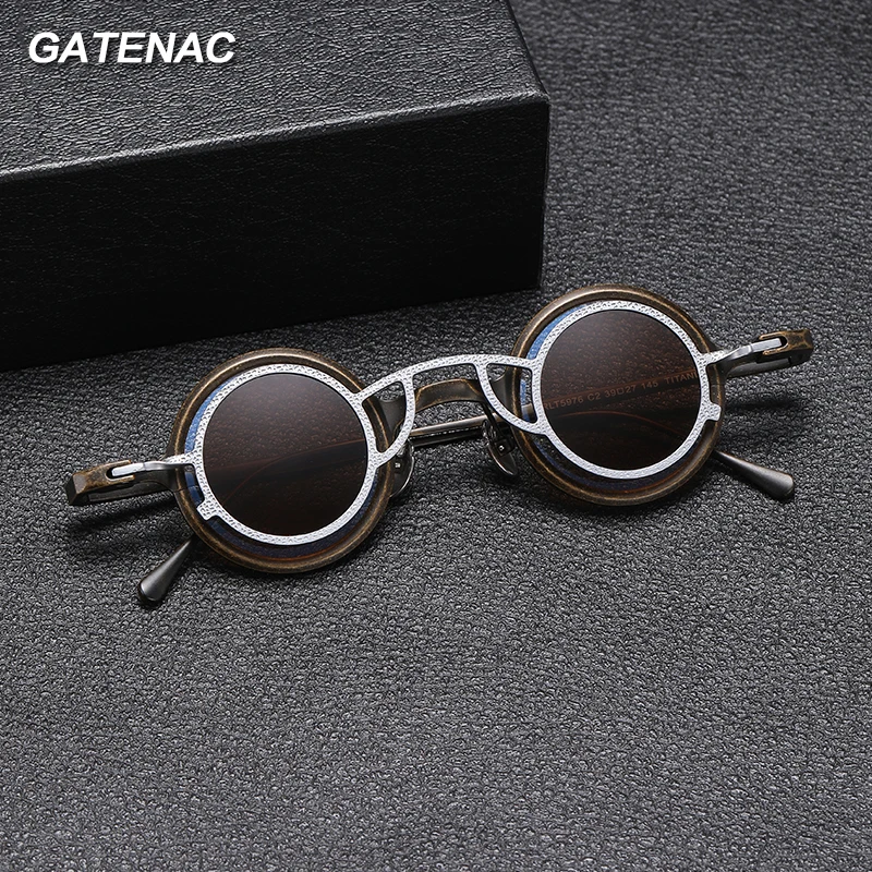 Vintage Round Pure Titanium Eyeglasses Frame Men  2 In 1 Magnet Clip Polarized Glasses Frame Women Luxury Brand Designer Eyewear