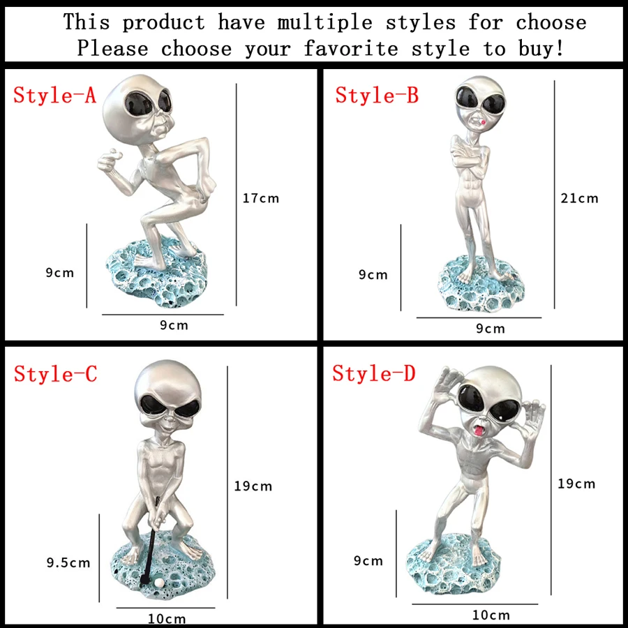 Luxury Resin Cute Funny Alien Desk Decor Statues Toy Halloween Christmas Gift Extraterrestrial Ornament Home Sculpture Figurines