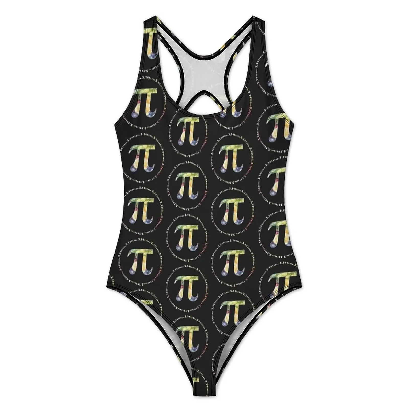 Watercolor Pi Circle Print Swimsuit Swimwear One Piece Holiday Pool Swimsuits High Cut Bathing Suit Lady Push Up Sexy Beach Wear