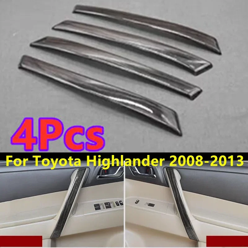 

4Pcs/Set Black Wood Grain Door Armrest Handle Cover Trim For Toyota Highlander 2008 2009 2010 2011 2012 2013