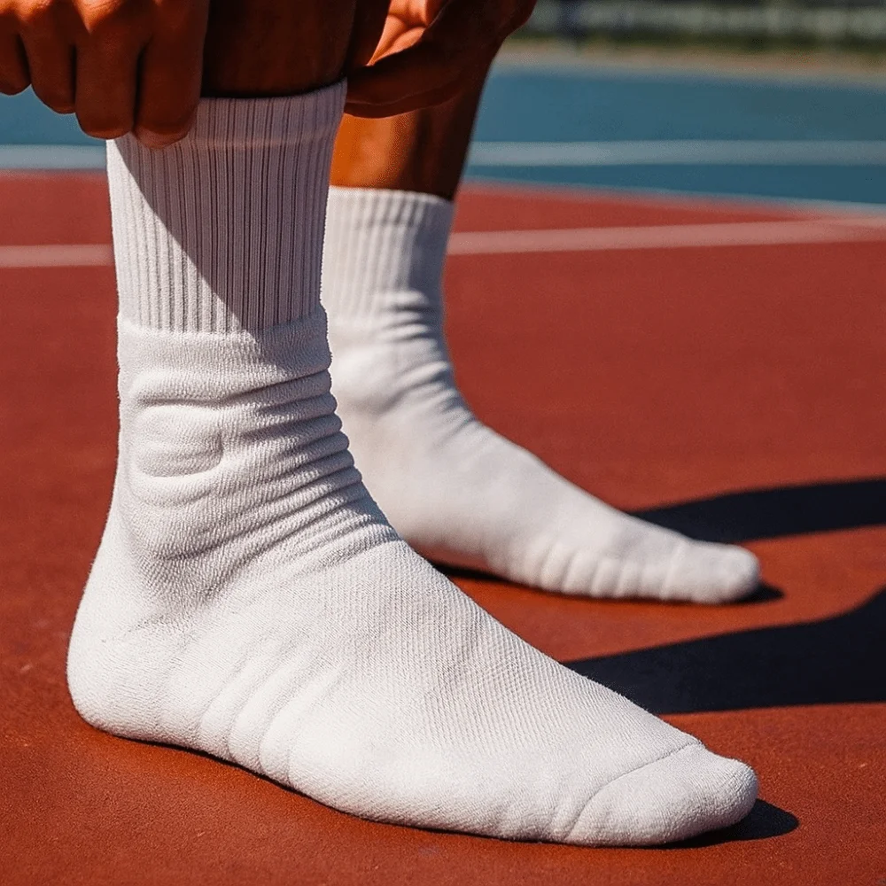 

6Pairs White and Black Basketball Crew Sock Bottom of Towel Thicken Athletic Sock Non-slip Wear-resistant Compression Sock