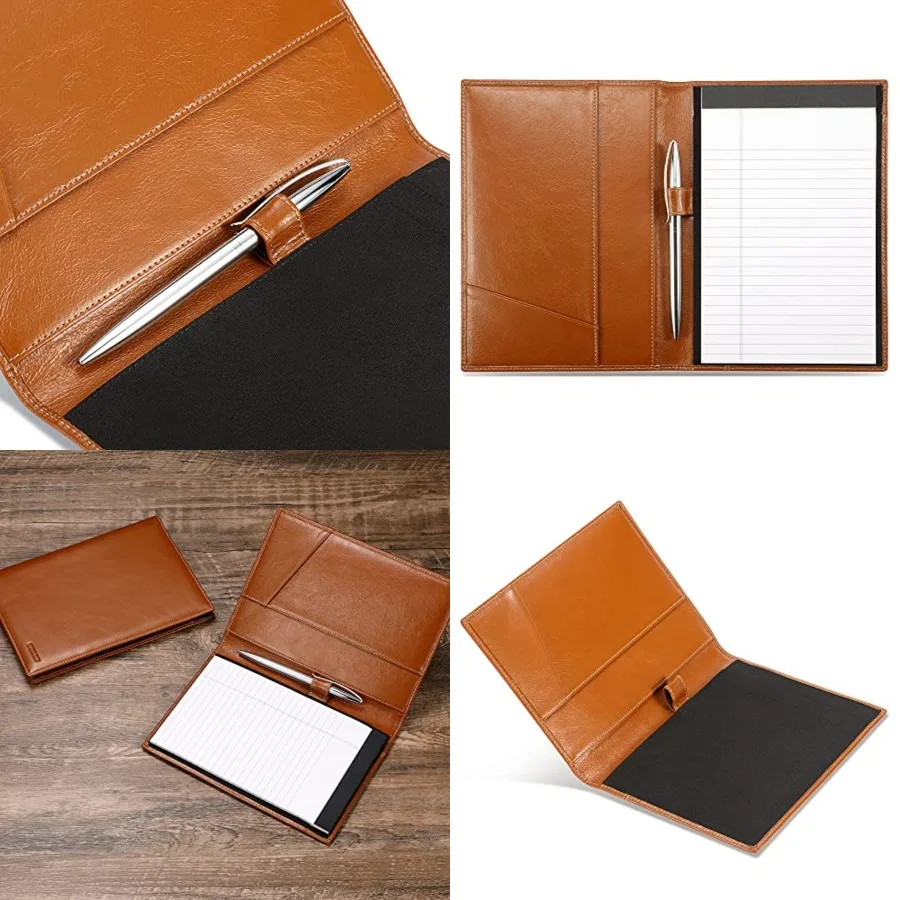 

Leather Junior Padfolio for Men and Women with Pen Loop, Italian Calfskin, Business Portfolio Notebook Folder