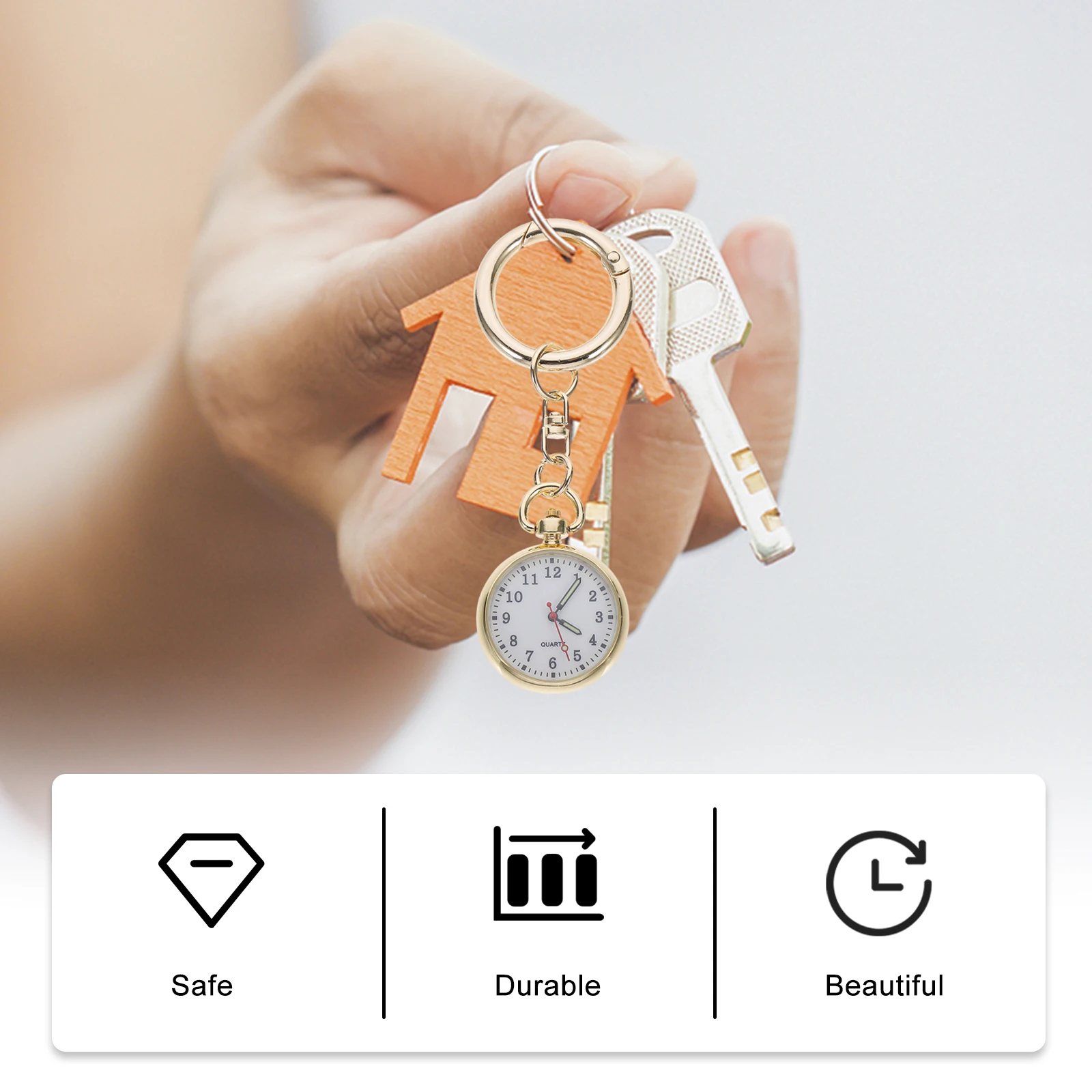 

Nurse Pocket Alloy Clip Keychain Hanging Watch for Men Women Portable Elderly Birthday Gift Pocket Watch