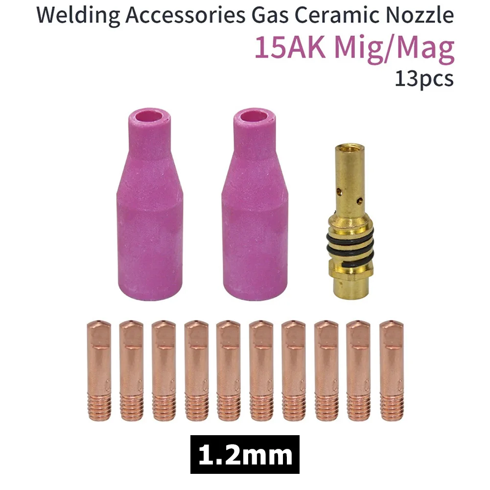 Practical Torch Welding Gas Gas Nozzle Holder Nozzle Holder Welding Torch 13PC Contact Tip Electrode Clip 15AK