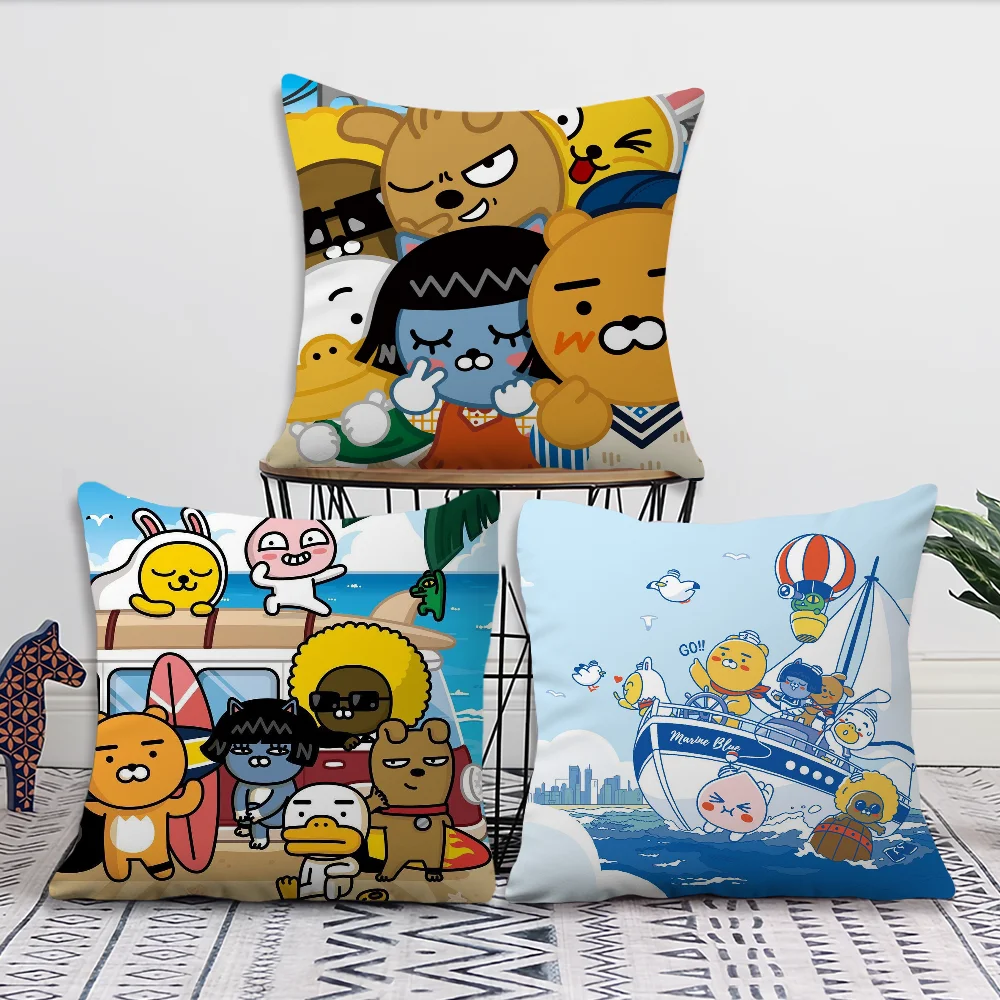 Cartoon K-Kakao F-Friends Cute Pillow Case Square Cushion Room Bedroom Headboard Sofa Living Backrest Car Accessories Nap Time