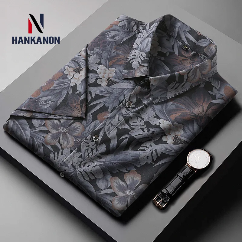 Tamanho extra grande 9XL-L, camisa de manga curta impressa de alta qualidade para homens, camisa respirável estilo férias na praia.