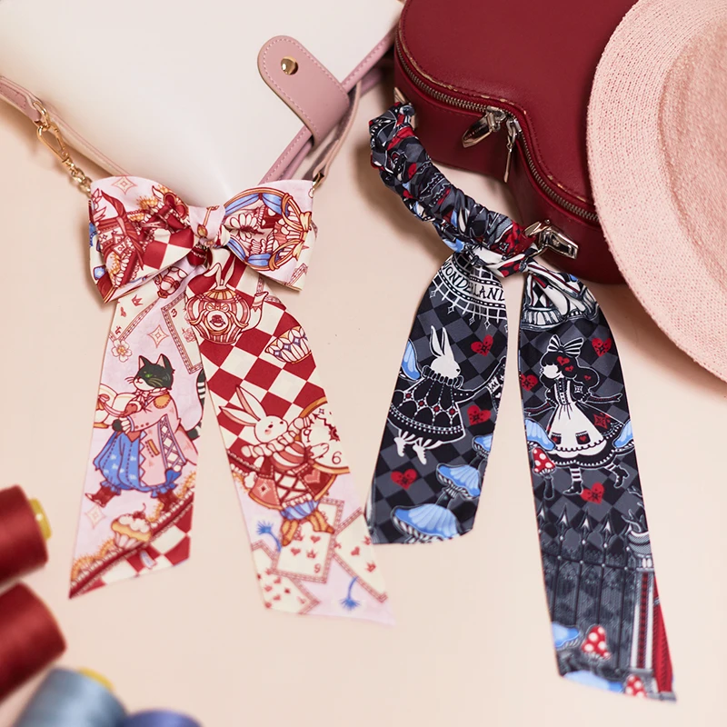 

Alice series silk scarf French romantic retro bag handle belt long silk scarf for women