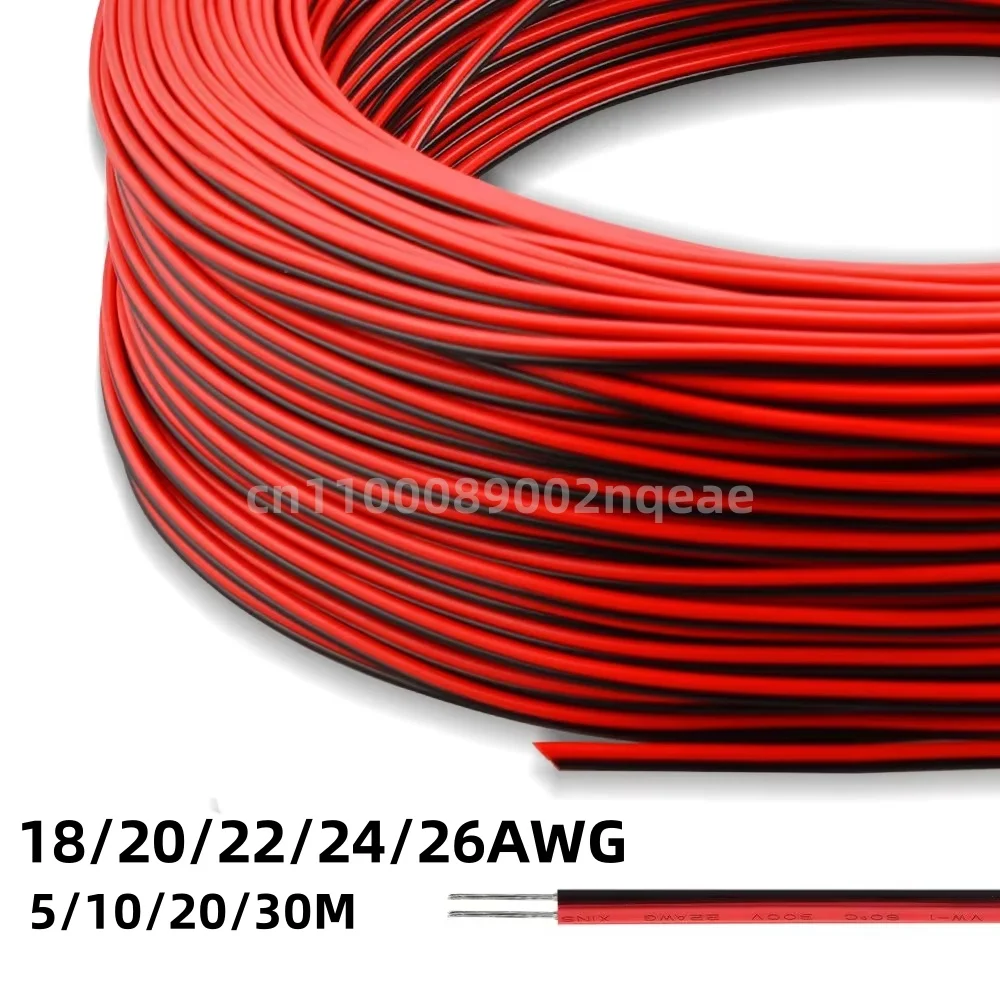 2pin Red Black Electrical Wire 18 20 22 24 26 LED Strip Cable 2 Core Tinned Copper Extension Power Cord For Lighting Audio