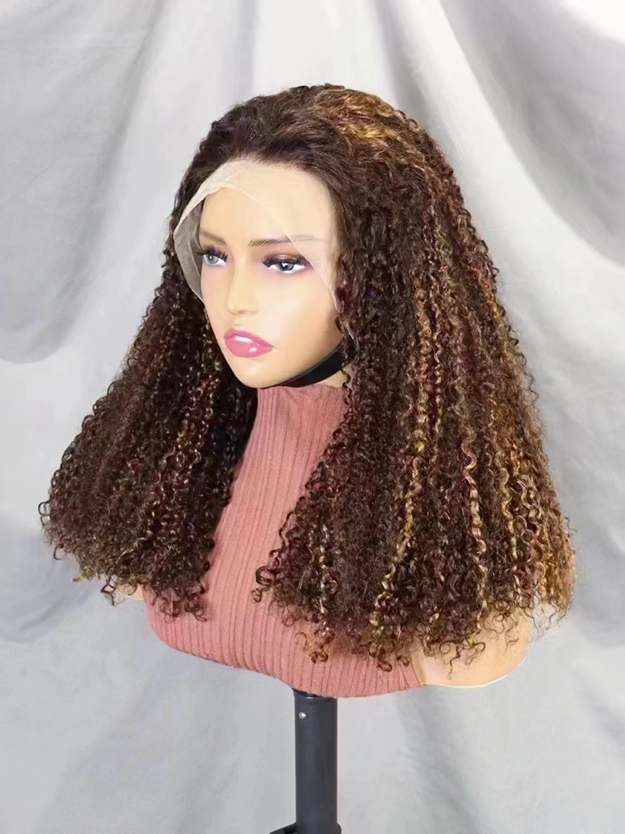 Perruque Bob Lace Wig Remy ondulée ombrée, cheveux naturels, 13x4, 300% de densité, 24 pouces, avec reflets, perruque pour femmes africaines, 100%