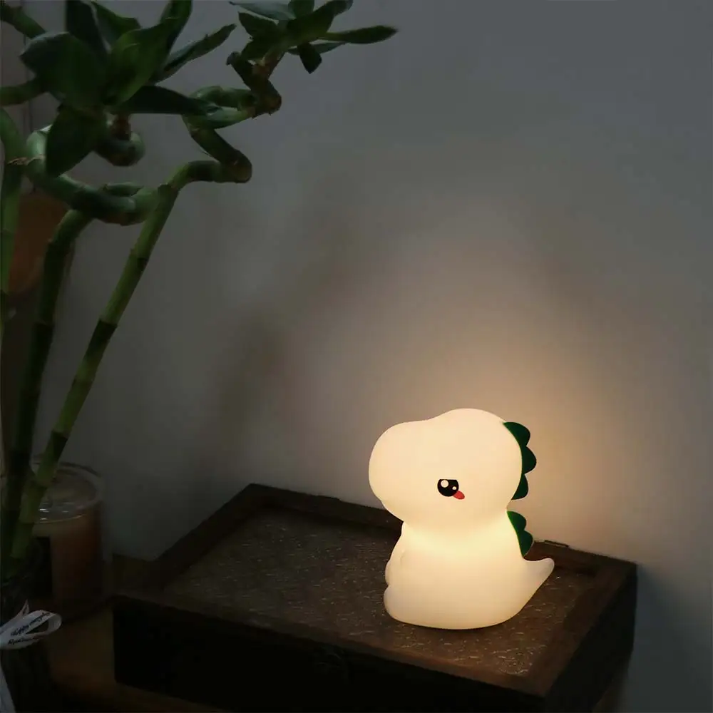 

Warm Light Dinosaur Shape Silicone Night Light USB Charging Soft Touch Sensor Lamp Cartoon Rechargeable LED Night Lamp Bedroom