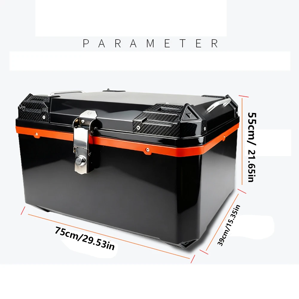 80L Plastic Large Capacity Motorcycle Tail Box Helmet Rear Tool Cases Anti-theft Lock Waterproof Luggage Trunk Storage Box