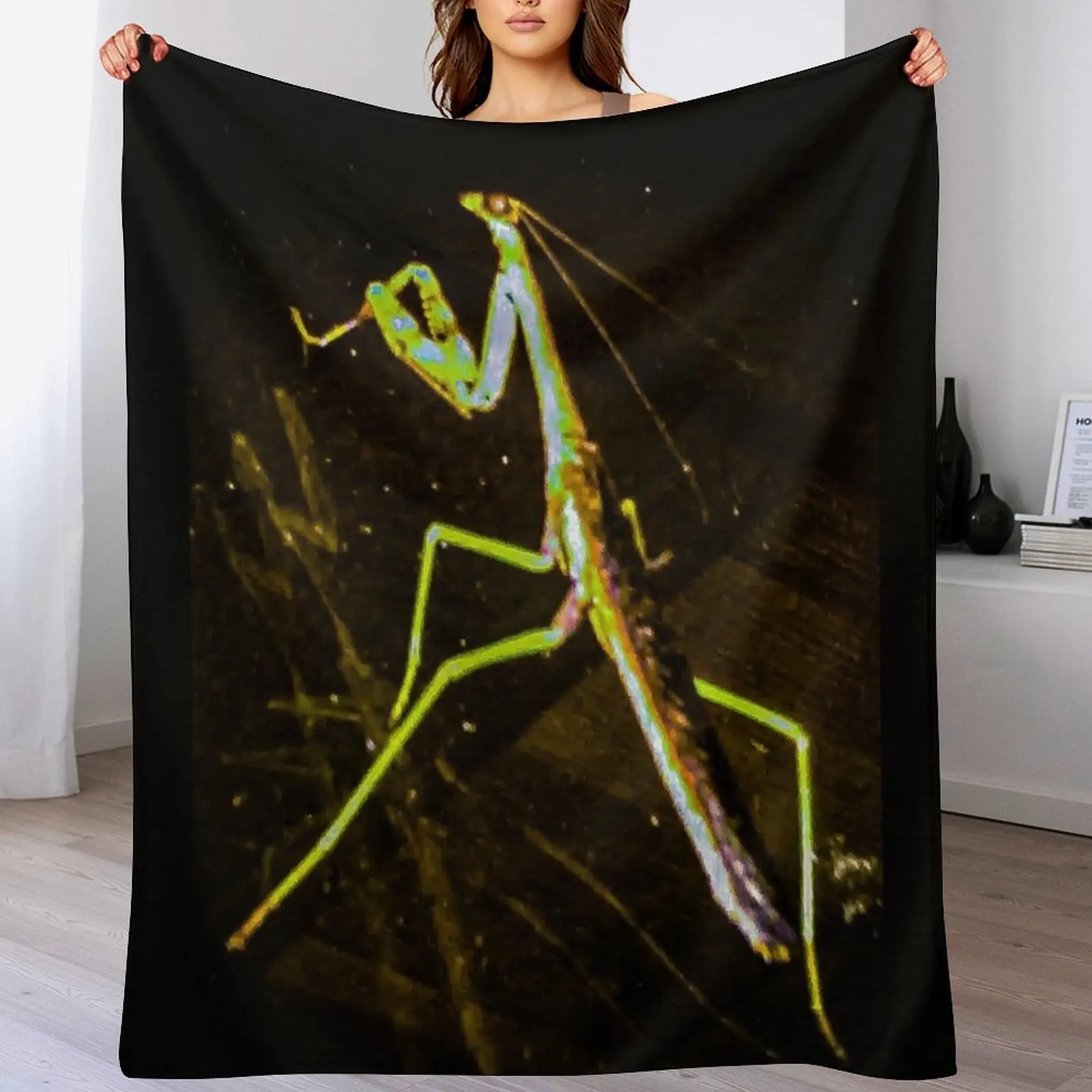 

Praying Mantis Throw Blanket Flannel Fabric Custom Blankets