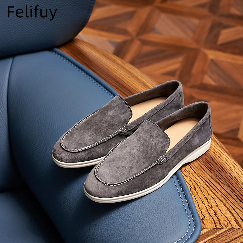 

Классические брендовые серые лоферы из коровьей замши из натуральной кожи, мужская повседневная весенняя обувь, роскошные мужские дышащие туфли без шнуровки, мокасины