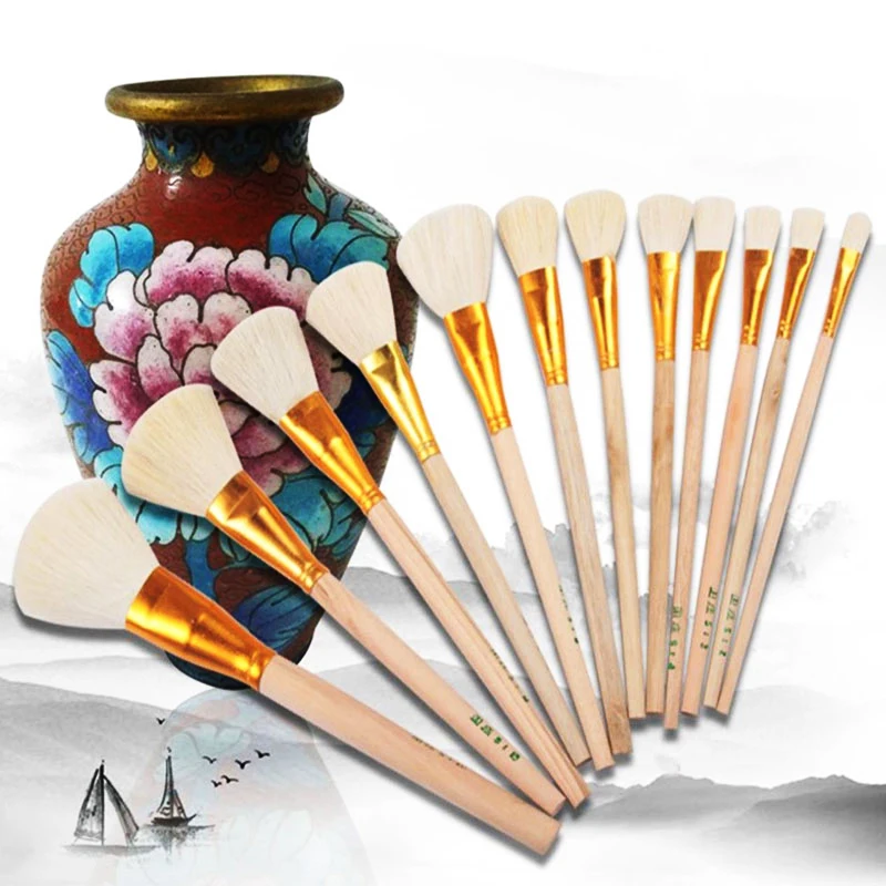 

12pc Pottery Art Wool Brush Set for Ceramic Glaze/painting Coloring Watercolor