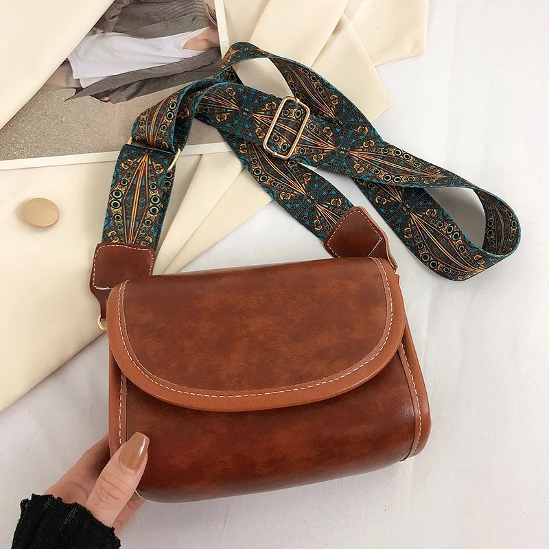 Ladies Fashion Crossbody Bags for Women High Capacity Flap Shoulder Bag Small PU Leather Messenger Bags Wide Strap Handbag Purse