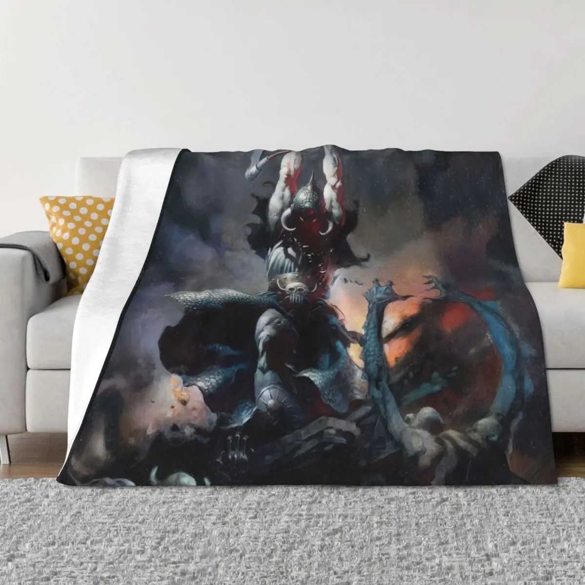 

Death Dealer art Throw Blanket Soft Shaggy Luxury Designer Flannel Blankets