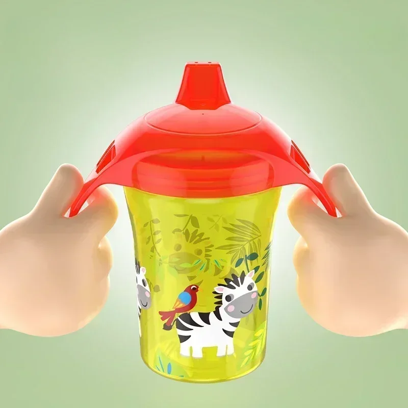 260ML Baby Learning Drinking Cup with Double Handle Flip Lid BPA Free Leakproof Infants Water Cups Bottle Duckbill Cup with Lid