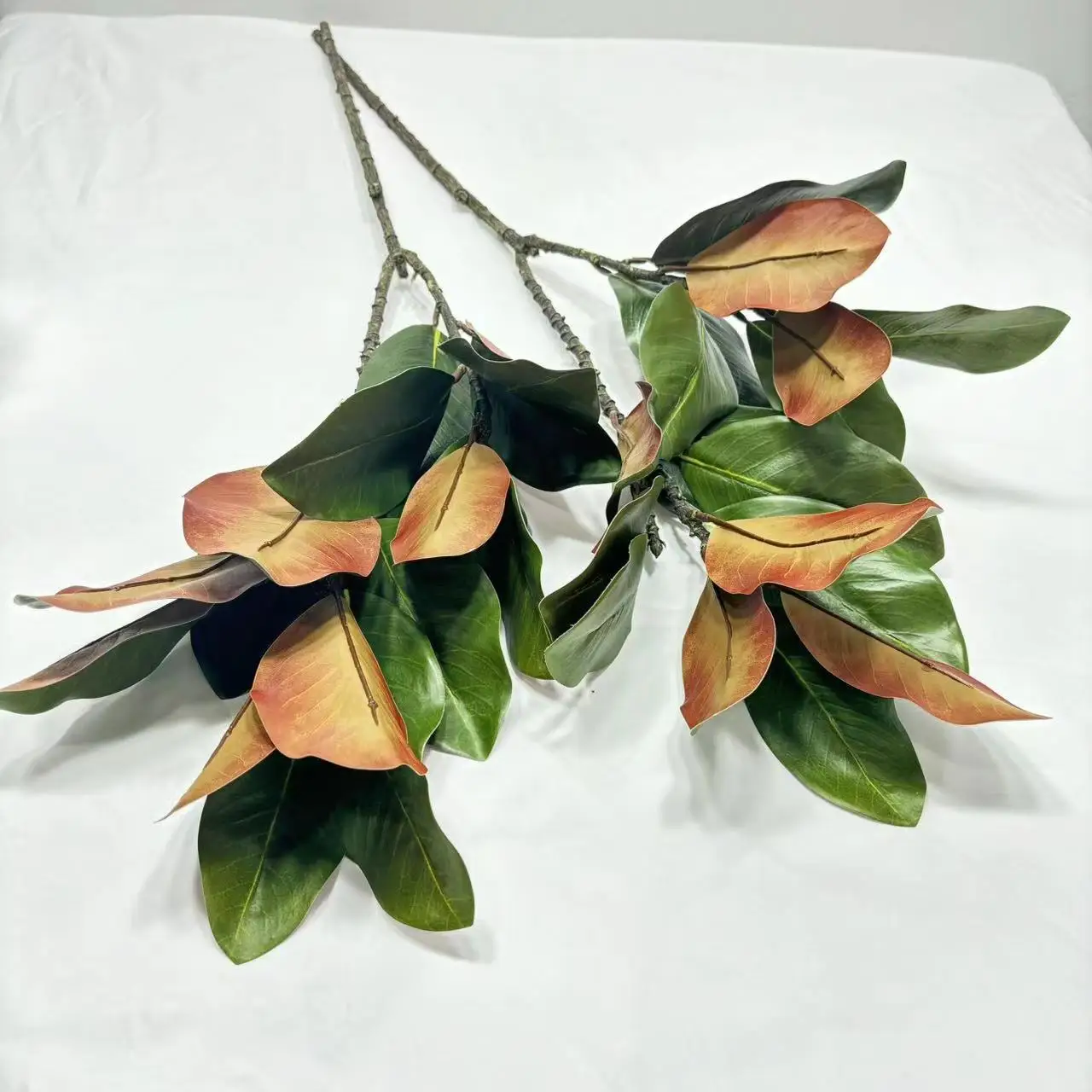 #￥Two-Fork Green Magnolia Camellia Artificial Plastic Eco-friendly Long-Lasting Bonsai Tree 116cm for Home/Hotel Landscaping
