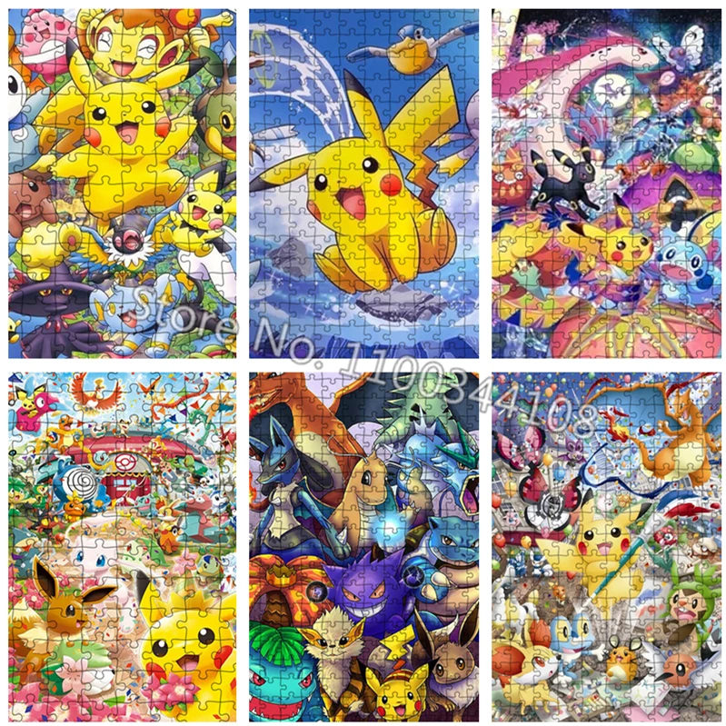 Pokemon Pikachu Jigsaw Puzzles 300/500/1000 PCS Cartoon Anime Puzzle Diy Creativity Imagine Children Assembly Educational Toys