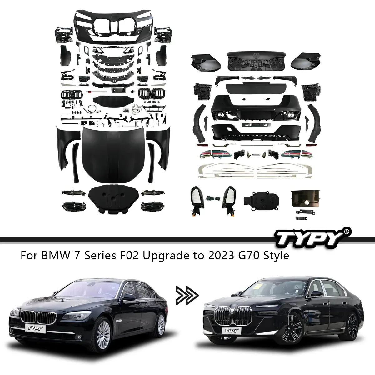 New Design Body Kit For BMW 7 Series F02 09-15 Upgrade To 2023 G70 Style Full Body Kit Parts System Exterior Accessories