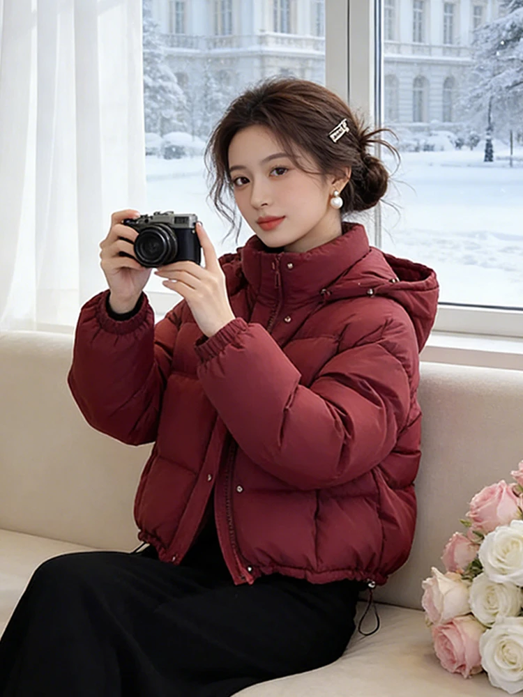 

Korean Sle Thiened ort Cotton Jaet Women's Winter Faionable Versatile Super Cute Coat Commute Loose Fit Zipper Closure