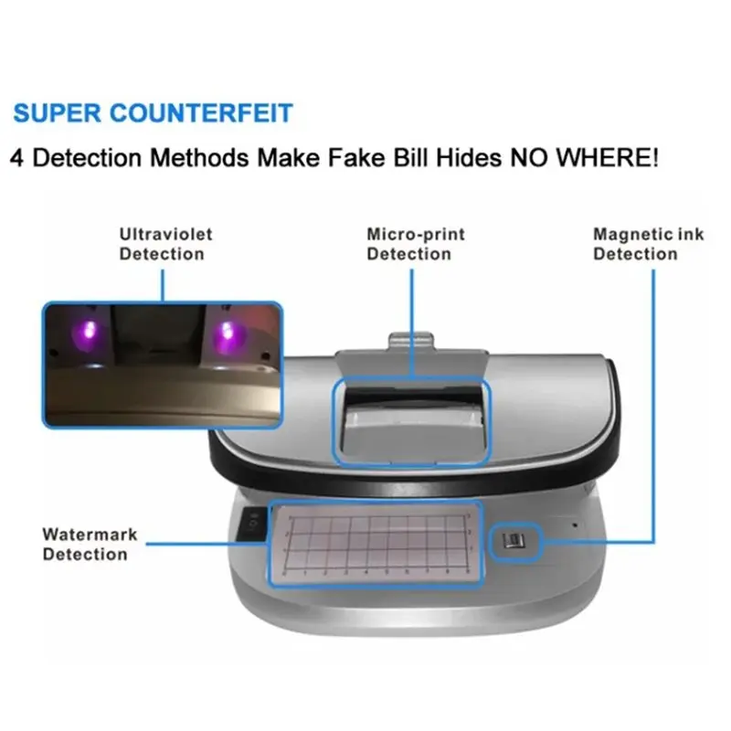 CYCLI-Portable LED UV Light Banknote Detector Foreign Currency Counter Counting Machine