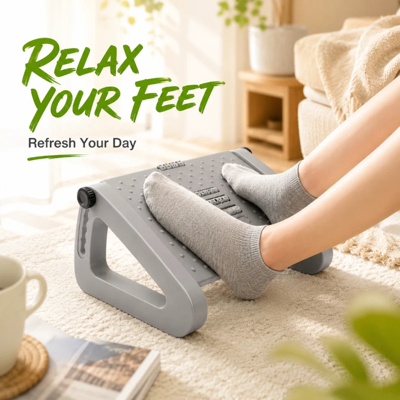 

Gray Adjustable Ergonomic Triangle Foot Rest, Anti-cross Leg Under Desk Stool for Office Kids Home, Useful Home Gift