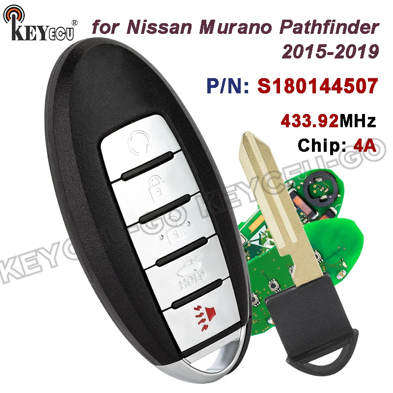 

Чип KEYECU 433,92 МГц 4A S180144308 KR5S180144014 для Nissan Murano Pathfinder 2014 2015 2016 201718 2019 умный дистанционный брелок