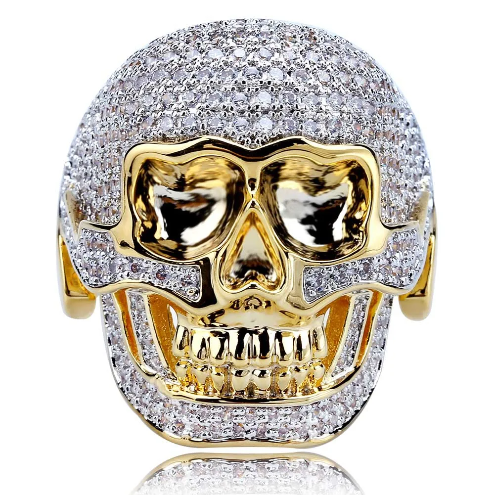 hip hop jewelry Personality Retro Skull male overbearing  Micro-encrusted Zircon Hipster new fashion punk ring for men and women