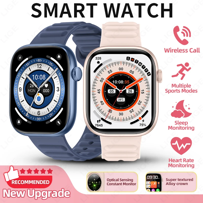 

Смарт-часы LIGE с большим HD-экраном 1,83 дюйма, легкие, для спорта и фитнеса, с Bluetooth-вызовами и монитором сердечного ритма, для мужчин и женщин