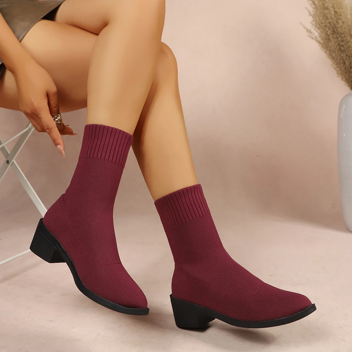 Botas de cano curto de malha e - Embellish Knit avaliação e preço