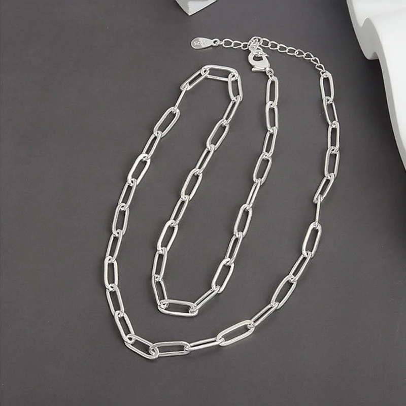 VENTFILLE 925 Sterling Silver Hiphop Necklace New Fashion Simple Geometric Handmade Clavicle Chain Party Jewelry Gifts for Women