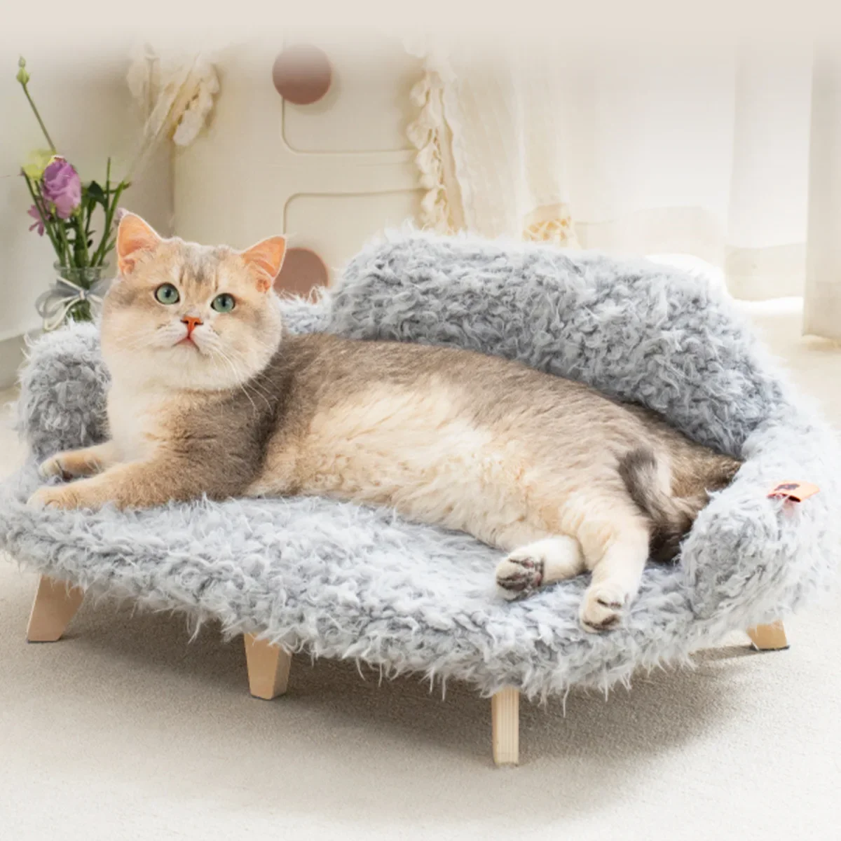 Meow Wangye Wooden Pet Bed Internet Celebrity Cat Kennel Winter Four Seasons Universal Removable Cat Bed