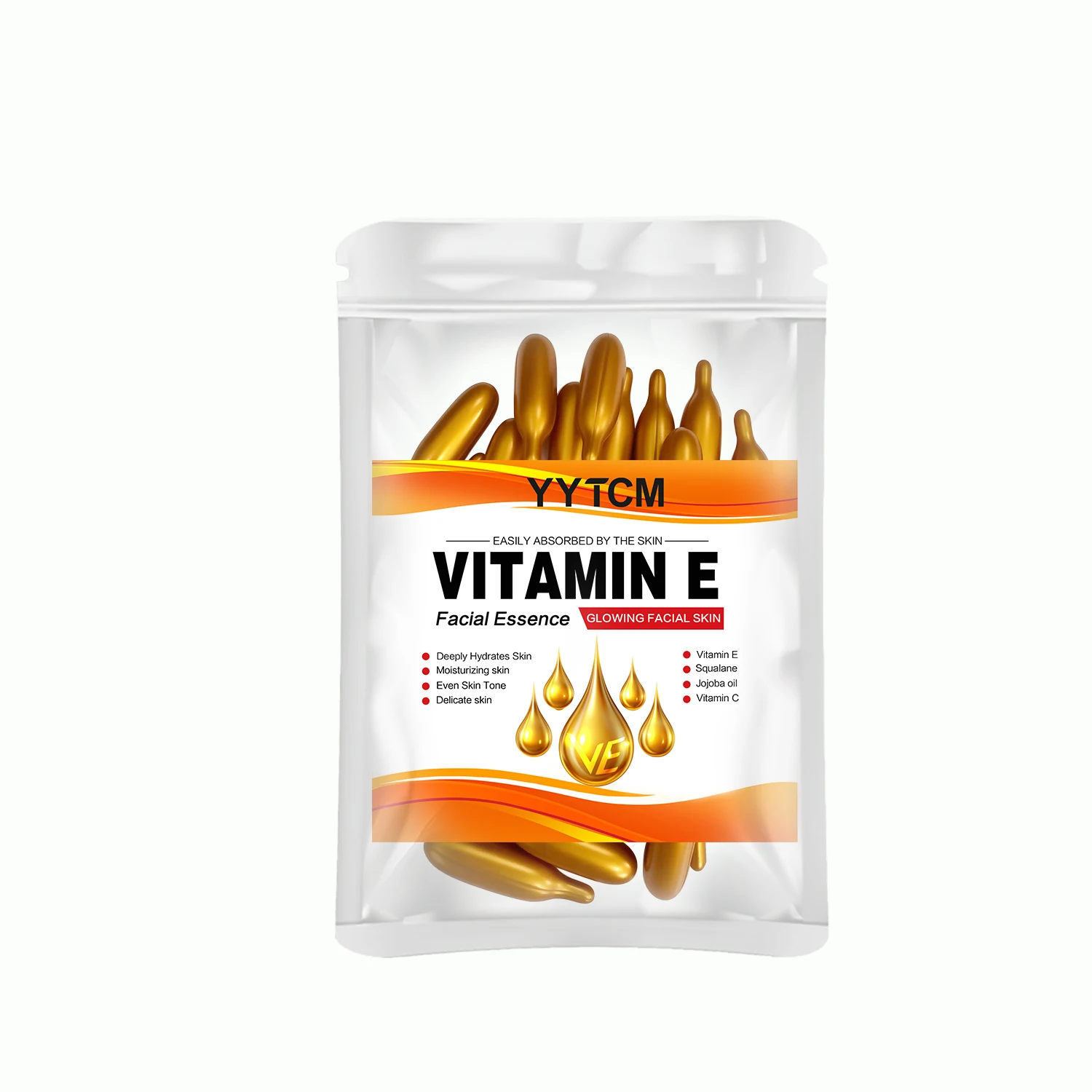 Vitamine E Diep Hydraterende Capsule Essence, Hydrateert en Verzacht de Huid, Bevat Plantaardige Squalane, Vitamine C, Diep Hydraterende en Huidverhelderende Essence (0,4Gx30 Capsules)/Zakje-1 Zakje - afbeelding 1
