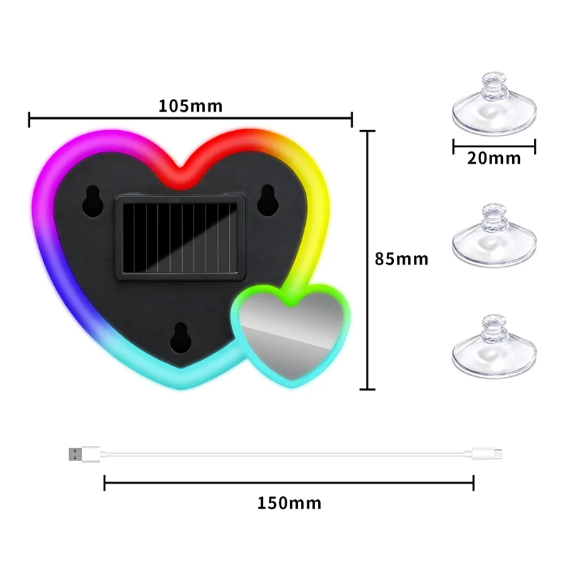 Automobile Colorful Atmosphere Light, Solar Love Light, Triangle Window Light, Neon LED Interior Decoration Light, Wireless