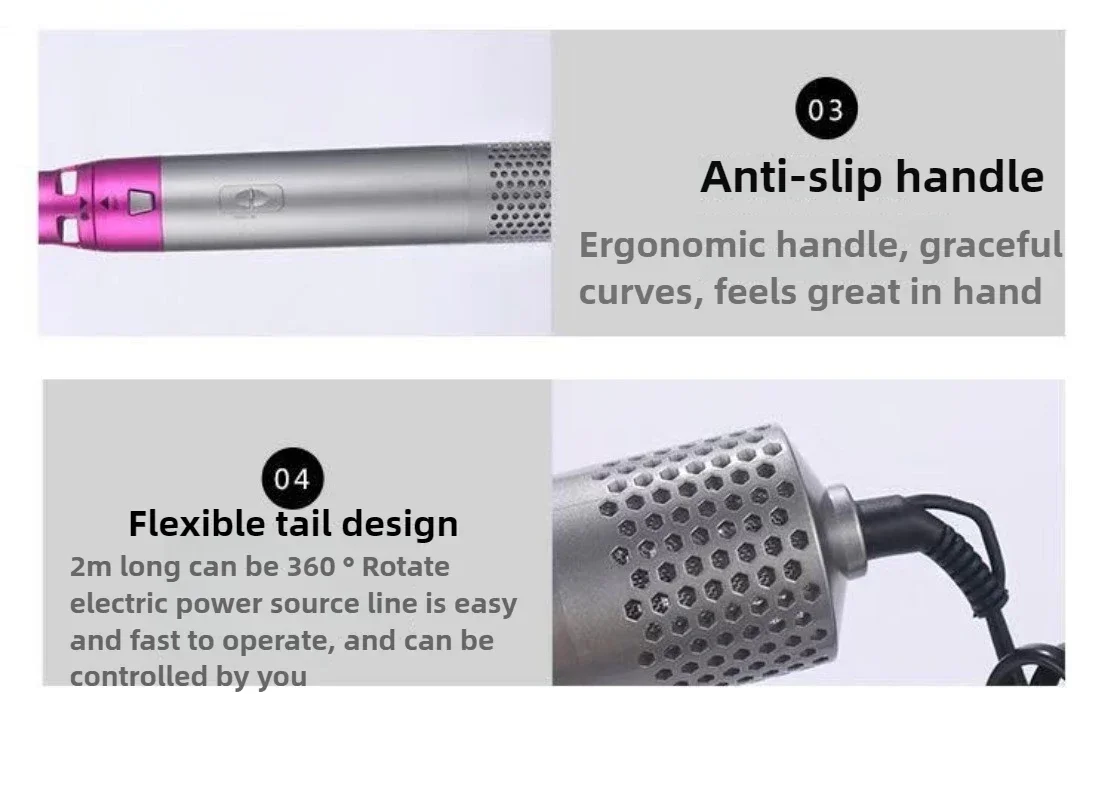 5-in-1 Hair Dryer Multi-functional Portable Hair Dryer Comb 1000W High-power Hot and Cold Air Suitable for Household Low Noise