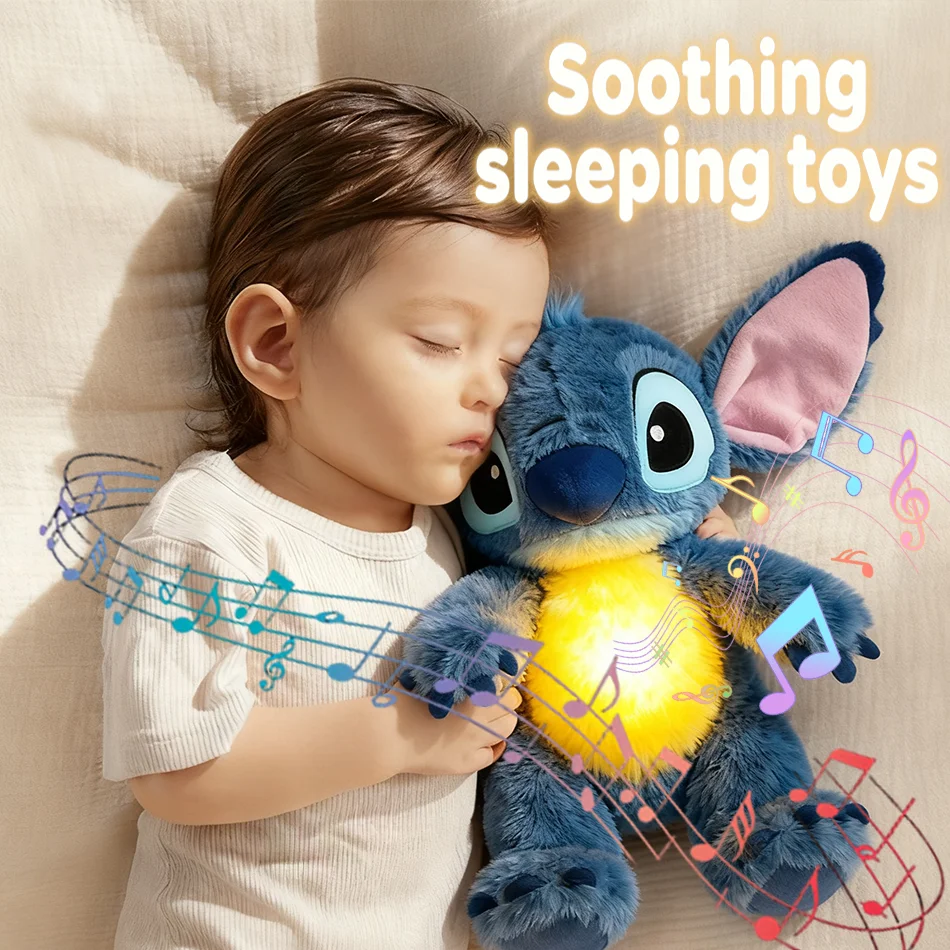 

Disney Lilo&Stitch Plush Doll Breath Child Peluche Kawaii Soothes Toy Anime Baby Music Light Sleep Toys Pink Stitch Kid Gifts