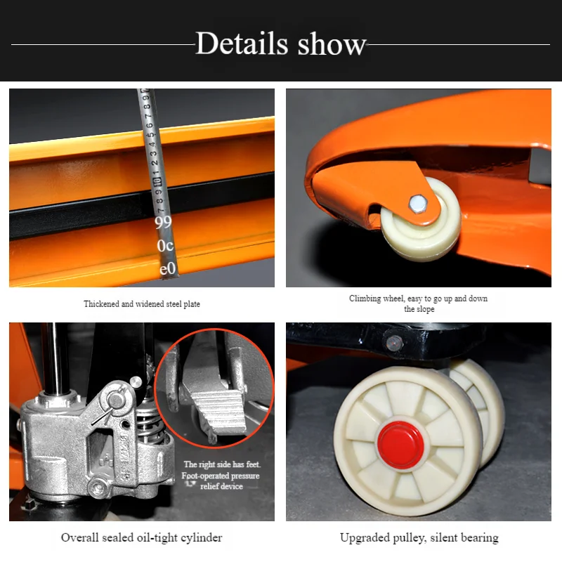 Manual Forklift Hydraulic Pallet Jack 2T 3T 5T Small Cargo Trolley Oil Pressure Warehouse Loading Unloading Trailer