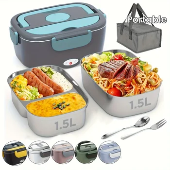 HOMEFISH 1.5 L 60W Elektryczny podgrzewacz do żywności Przenośny podgrzewacz do żywności do samochodu lub domu - Szczelna wkładka ze stali nierdzewnej 304