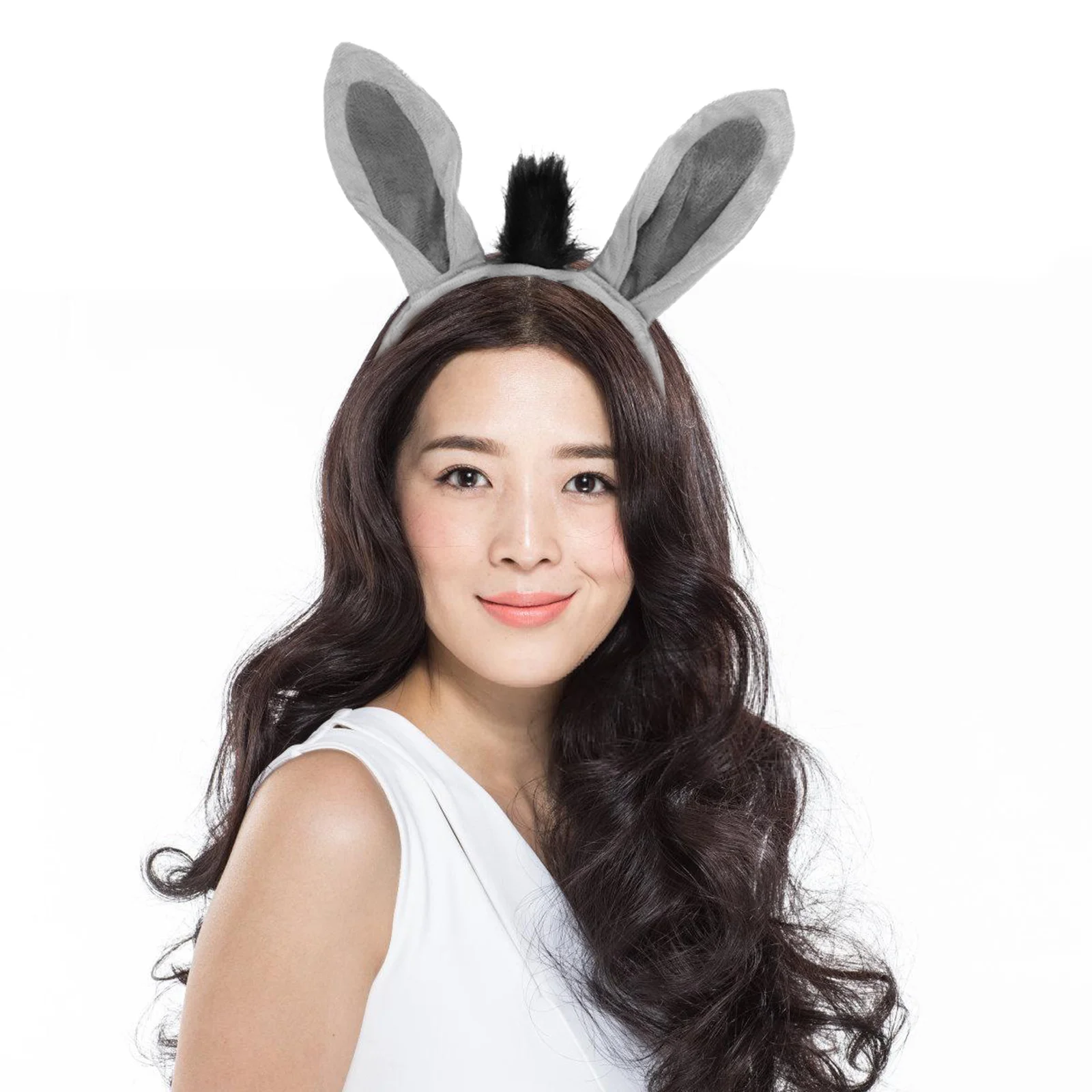 

Little Donkey Hairband Set Ears Tail Adult Women Kids Cosplay Burro Ear Headdress Bow Tie Stage Dancing Prop Animal Costume