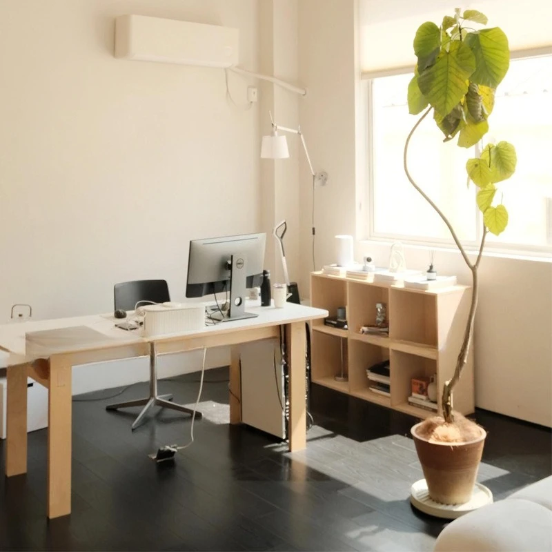 북유럽 미니멀리스트 직사각형 사무실 컴퓨터 책상 자작나무 오션 보드 화이트 회의 테이블 매칭 티 캐비닛 수납장