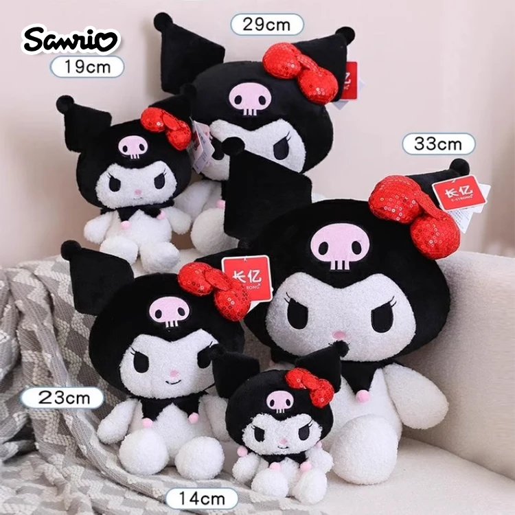 Genuine Anime Sanrio Hello Kitty Kuromi Stuffed Toys Throw Pillow Cute Plush Toys Kawaii Party Treats Birthday Gift For Girl Kid