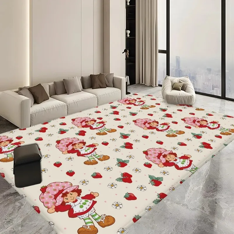S-Strawberry Pink Girl Carpet Girl's Bedroom Decor Floor Mat Bathroom Doormat Balcony Antislip Door Mats Living Room Welcome Rug