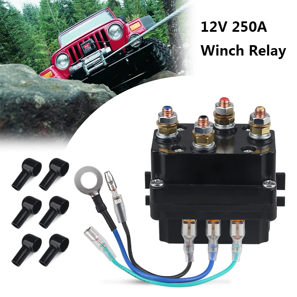 Universal 12V 24V 250A Winch Remote Contactor Winch Control Solenoid Relay Twin Wireless Remote Recovery For Car Jeep Motorcycle